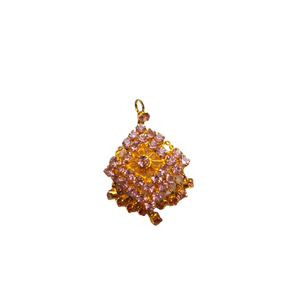 VTG Gold Tone W/ Pink Stone Pendant/ Brooch  C Clasp